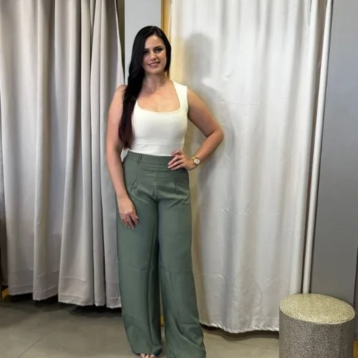 Calça pantalona verde