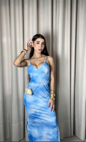 Vestido Longo Azul Tie-Dye