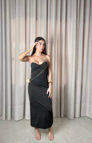 Vestido Longo Preto Tomara que Caia