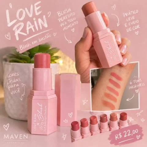 💄love rain Em bastão, prático de aplicar e com cores lindas para você escolher sua favorita.